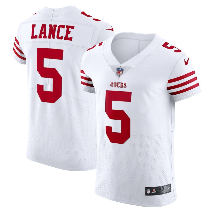 Men San Francisco 49ers 5 Trey Lance Nike White Vapor Elite NFL Jersey